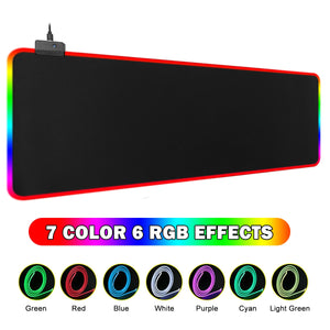 Large Gaming Mouse Pad RGB USB LED Glowing Gamer Keyboard Mousepad Mice Mat 14 Lighting Modes For PC Computer Laptop