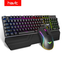 Load image into Gallery viewer, HAVIT Mechanical Keyboard Mouse Set 104 Keys Blue Switch Gaming Mouse RGB Light Wired USB For Russian US UK GER/DE Version