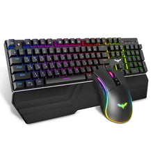 Load image into Gallery viewer, HAVIT Mechanical Keyboard Mouse Set 104 Keys Blue Switch Gaming Mouse RGB Light Wired USB For Russian US UK GER/DE Version