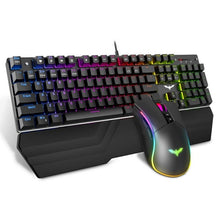 Load image into Gallery viewer, HAVIT Mechanical Keyboard Mouse Set 104 Keys Blue Switch Gaming Mouse RGB Light Wired USB For Russian US UK GER/DE Version